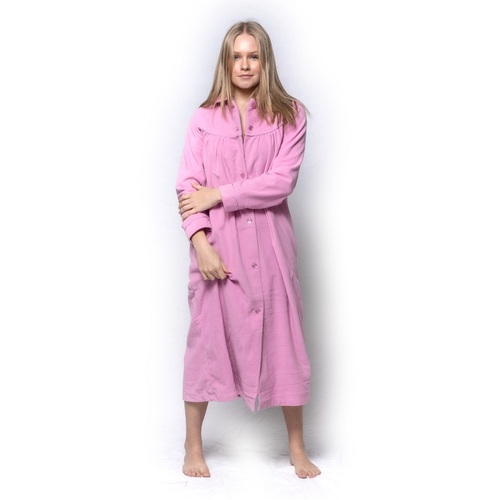 Ladies Givoni Pink Cameo Mid Length Button Dressing Gown Bath Robe (74)