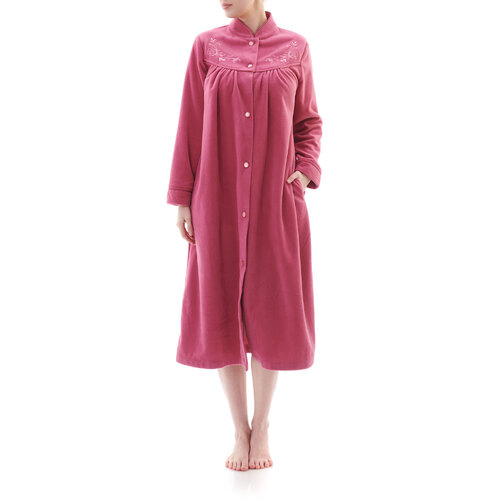 Ladies Givoni Rose Pink Mid Length Button Dressing Gown Bath Robe (80)