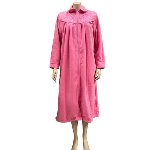 Ladies Givoni Pink Carnation Mid Length Zip Dressing Gown Bath Robe (76)