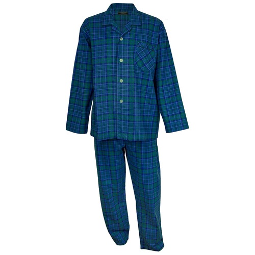 Mens Contare Size S-7XL Green Tartan Flannelette PJS Pyjamas Long Set (SGT)