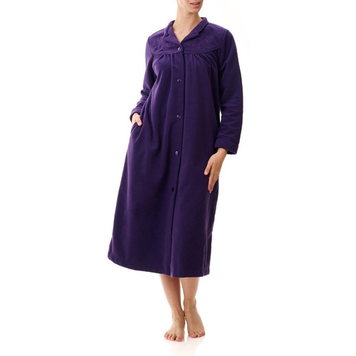 Ladies Givoni Imperial Purple Mid Length Button Dressing Gown Bath Robe (GB80)