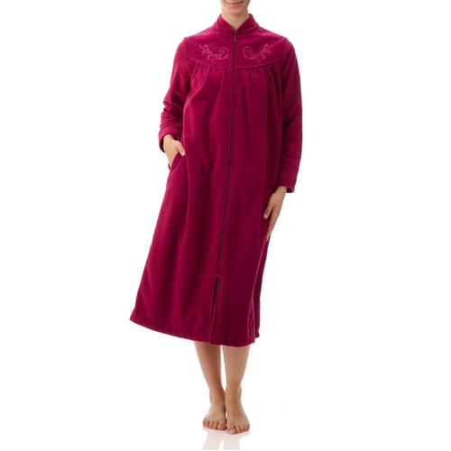 Ladies Givoni Azalea Red Mid Length Zip Dressing Gown Bath Robe (GB81)