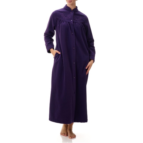 Ladies Givoni Imperial Purple Long Length Button Dressing Gown Bath Robe (GB83)