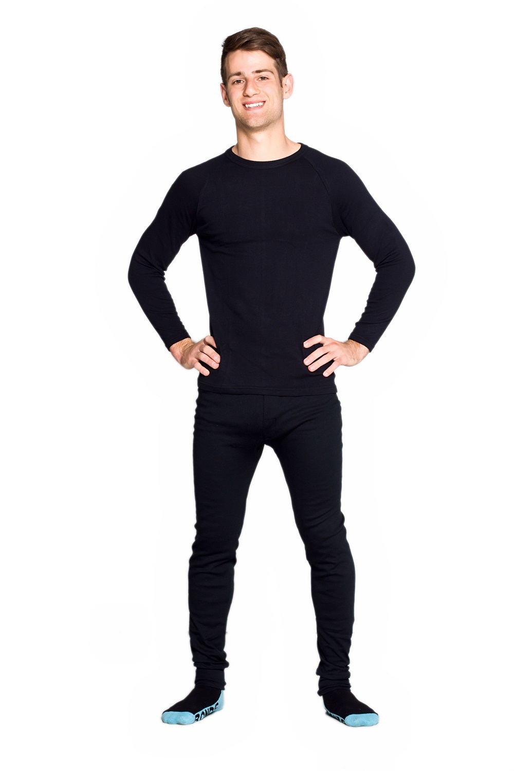 2 Pack Mens Black Cotton Blend Thermal Underwear Long Johns Pants