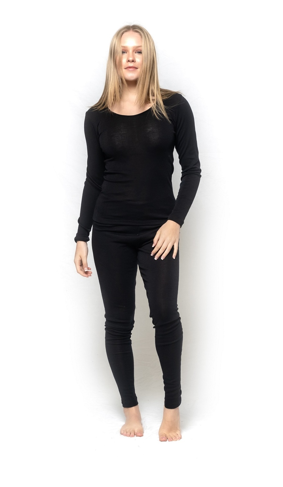 Ladies Brandella Thermals Spencers Pure Wool 200gsm Long Johns Pants Black