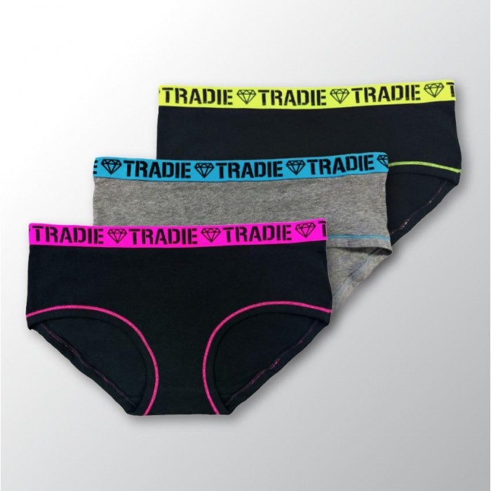 Ladies 8-16 Tradie 6 Pack Cotton Underwear Bound Boyleg Briefs (SL3)