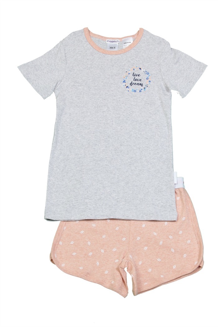 Girls Sizes 10-16 Grey Apricot Cotton Short Sleeve PJS Pyjamas SB