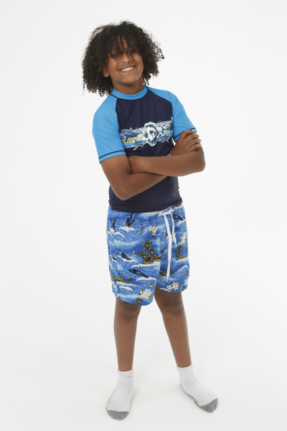 Boys Bathers Swimwear Board Shorts Swimmers Blue Whales