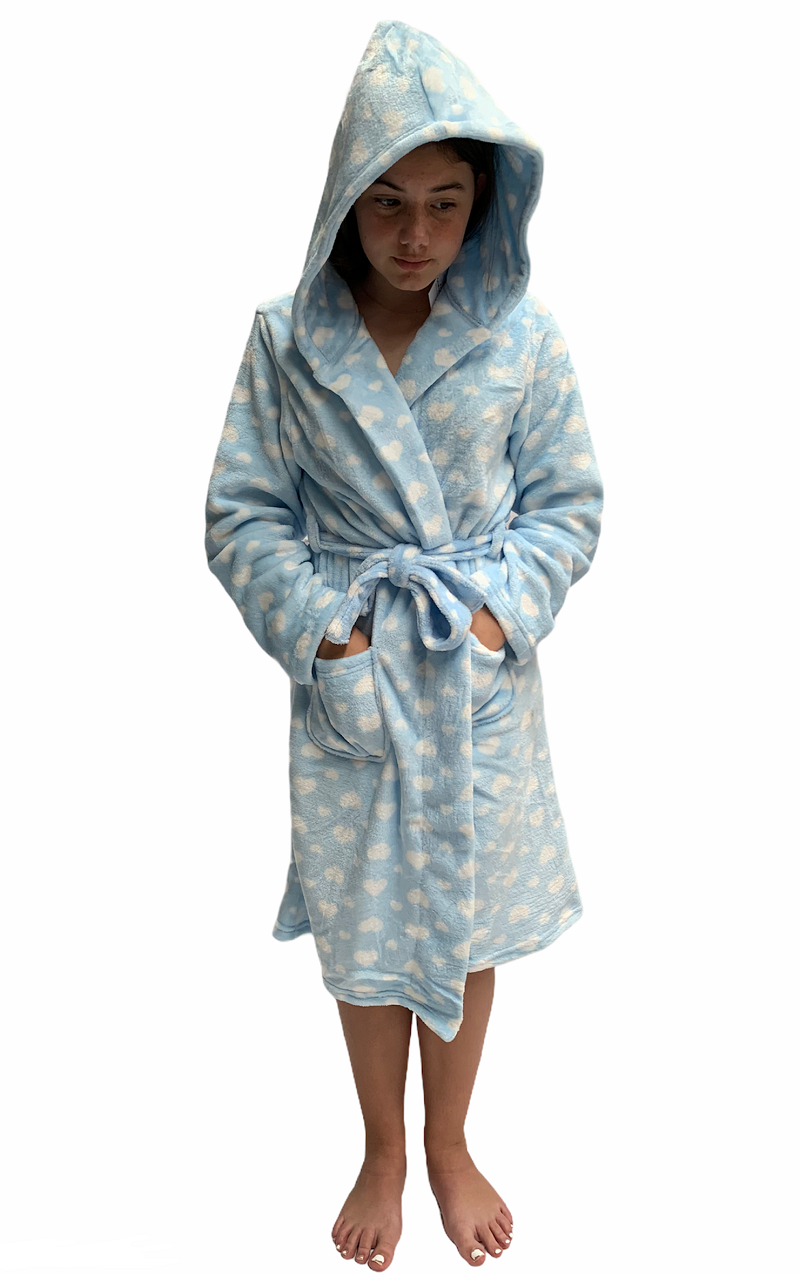 Kids Robe Soft Fleece Hooded Bathrobe Sleepwear for Girls Boys 