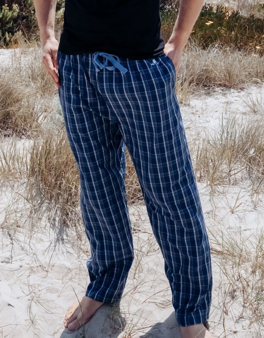 Mens PJS Pyjamas Pelaco Light Cotton Long Pants Navy Blue (605515) | eBay