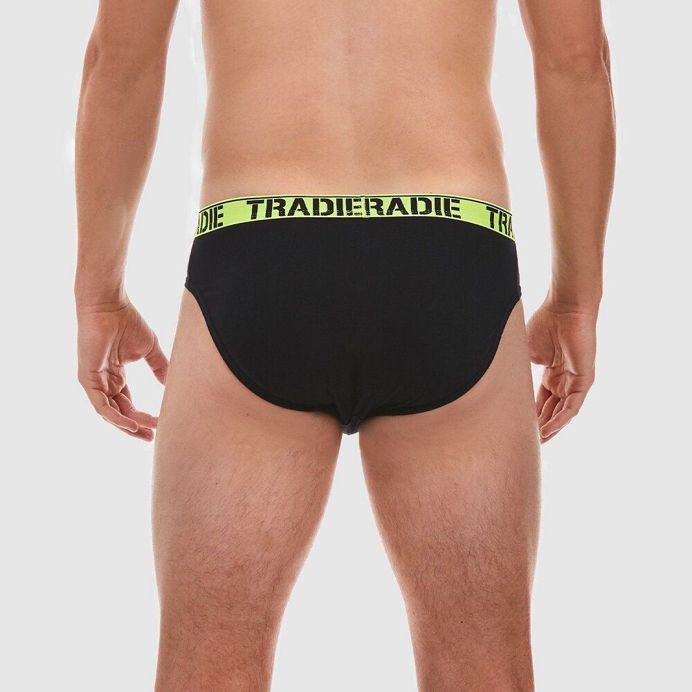 Mens 4 Pack Tradie S-2XL Cotton Briefs Hipster Underwear Black Fluro Pack  (SB4)