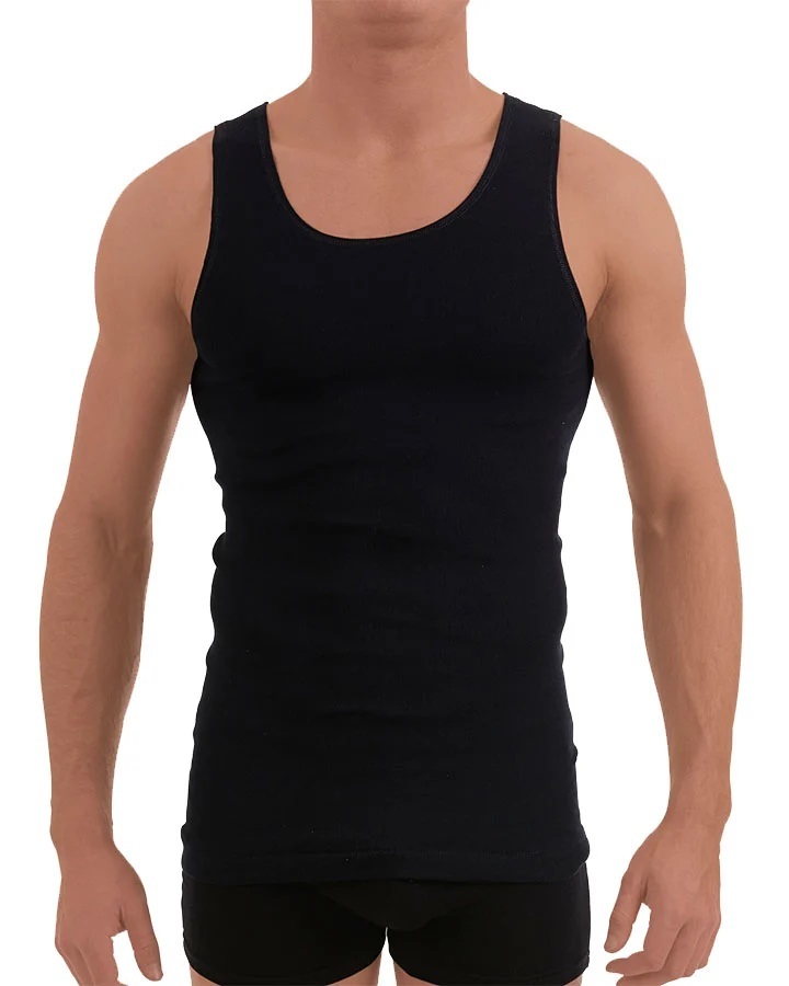 Mens 2 Pack Tradie 3-6XL Pure Cotton Tank Singlets Black Work or ...
