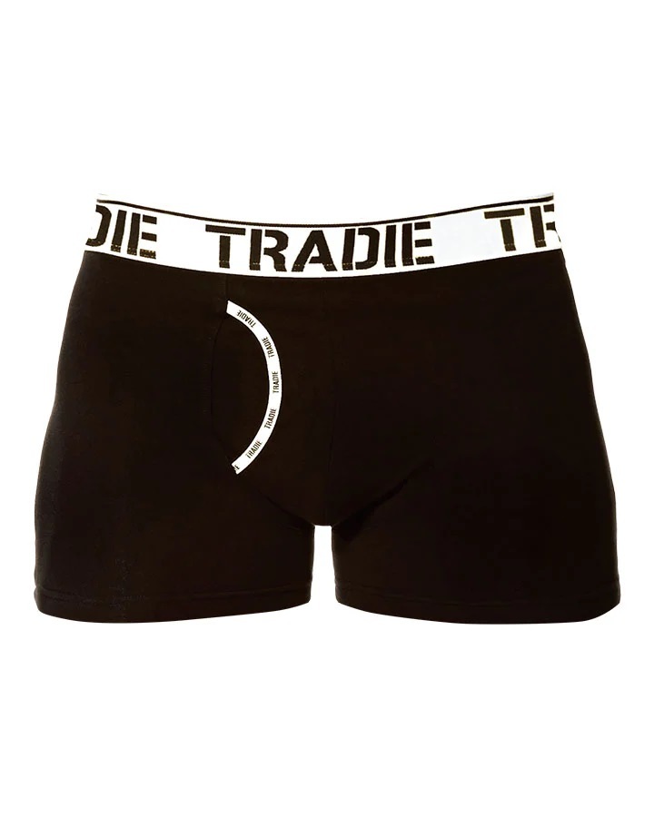 Mens 2 Pack Tradie No Chafe Boxer Shorts Long Leg Trunk Black Yellow (9SK)