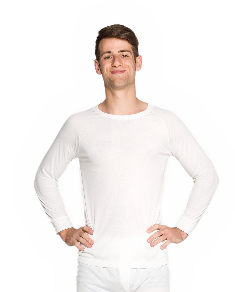 2 Pack Mens Wool Blend Thermal Underwear Long Sleeve Top Black or Beige