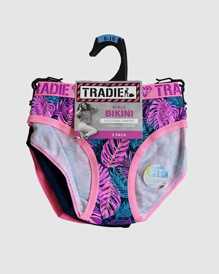 Girls Tradie 2 x 3 Pack Cotton Underwear Bikini Briefs Forest (SB3)