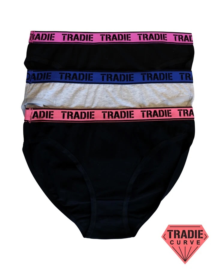 Ladies 4 Pack Size 18-26 Tradie Cotton Boyleg Shortie Briefs Black