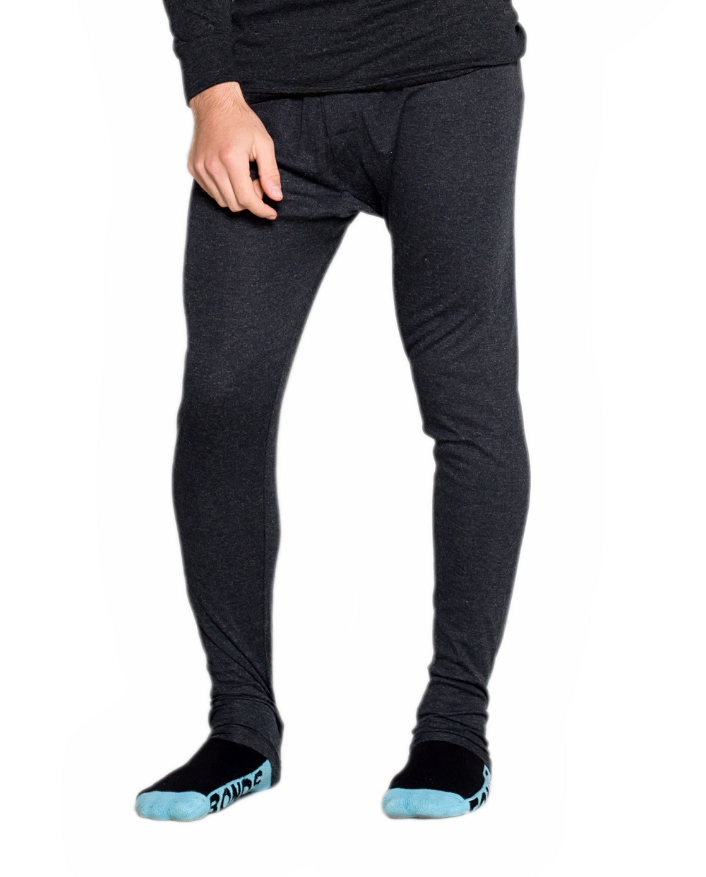 Mens 2 Piece Long Set Merino Wool Blend Thermal Underwear Black OR