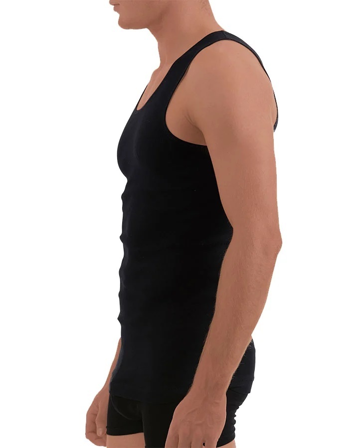 Mens 3 Pack Tradie S-2XL Pure Cotton Tank Singlets Black Work or