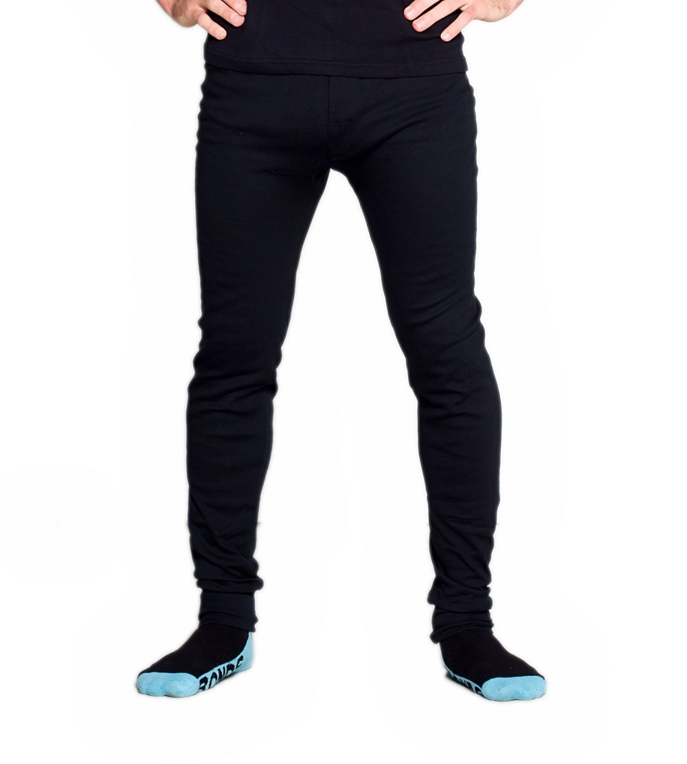 2 Pack Mens Black Cotton Blend Thermal Underwear Long Johns Pants