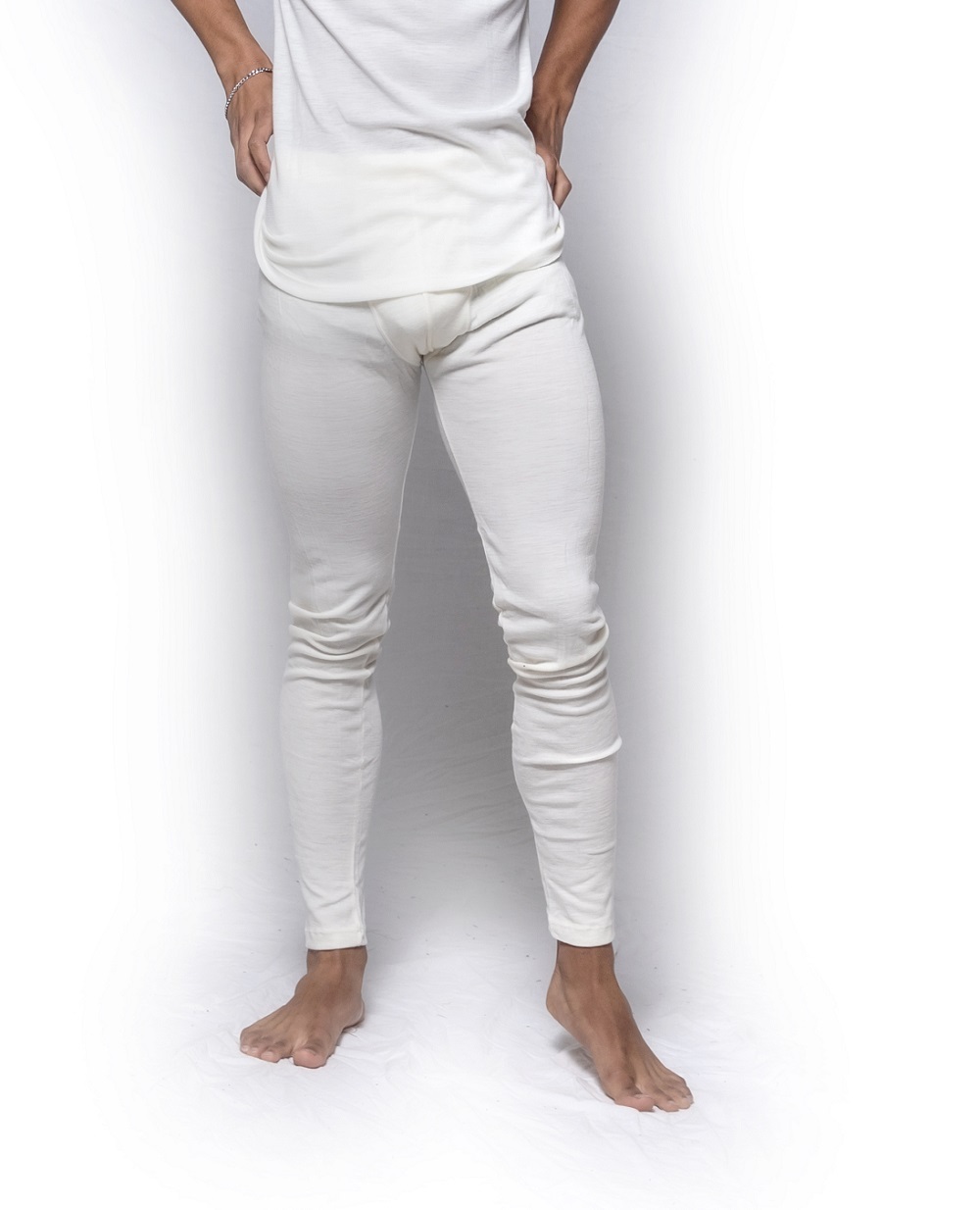 Mens Brandella Thermals Spencers Pure Wool 200gsm Long Johns Pants Beige