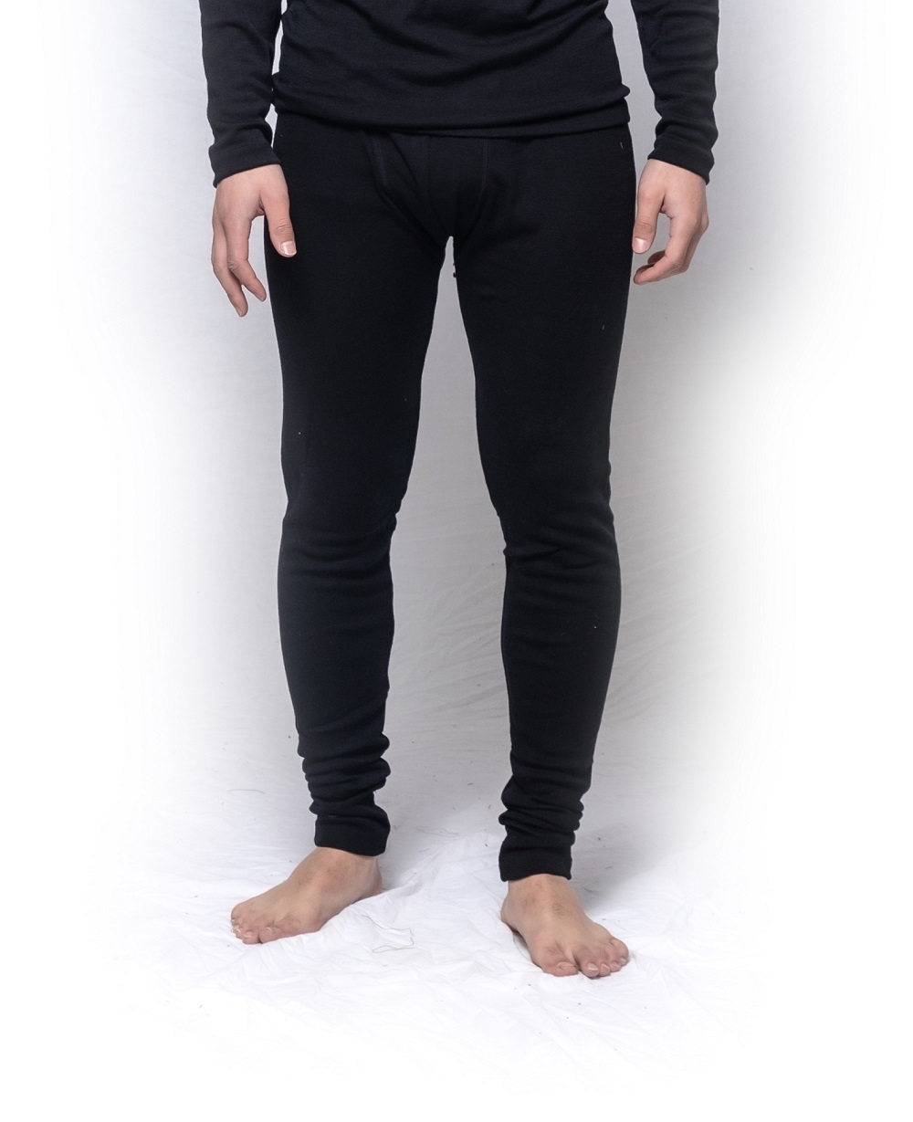 Mens Brandella Thermals Spencers Pure Wool 200gsm Long Johns Pants Black