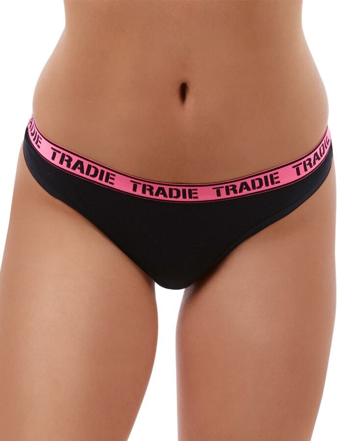 Ladies Tradie 6 Pack Cotton Underwear G-String Briefs Focus (SG3)
