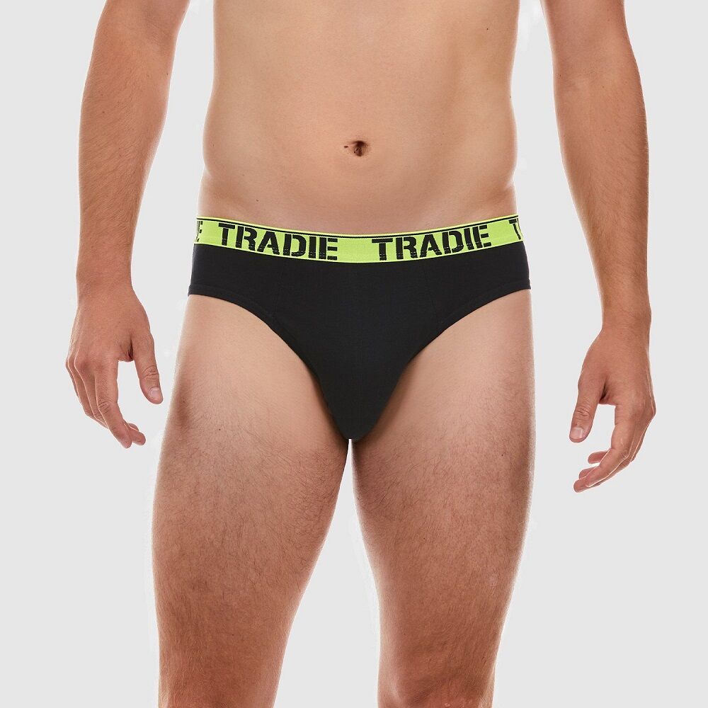 Mens 4 Pack Tradie S-2XL Cotton Briefs Hipster Underwear Black