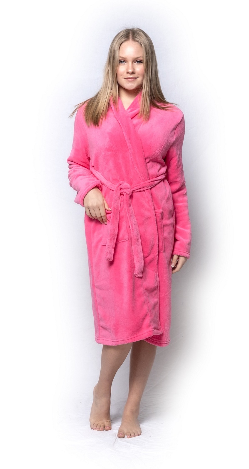 Womens Fleece Warm Robe-Cozy Fluffy Long Bathrobe-Plush Night Dressing Robes  for Women - No Hood-rose Red - CT18DN8H22M