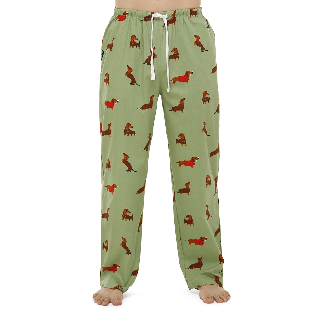 Mens Bamboozld Dog Weiner Green Sleep Pants PJS Pyjamas