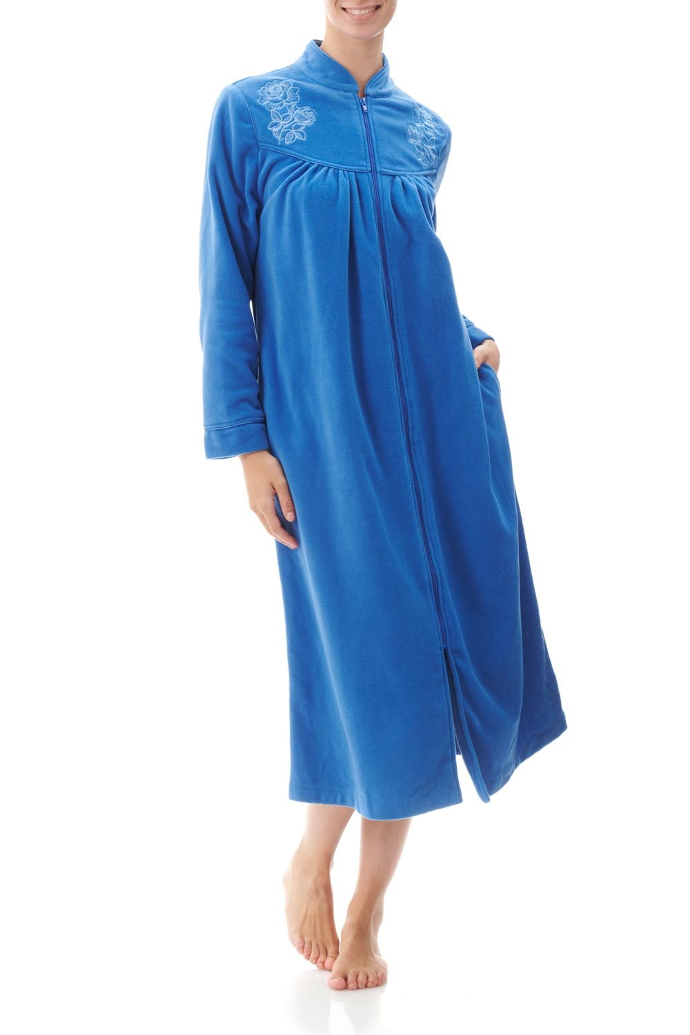 Women's Zip Front Bathrobe Soft Warm Long Fleece Plush Robe Plus Size Full  Length Housecoat Sleepwear Dressing Gown - Walmart.com