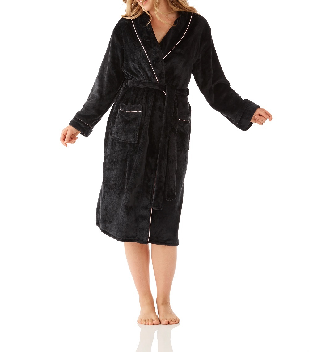 Velour dressing gown - Black - Ladies | H&M GB