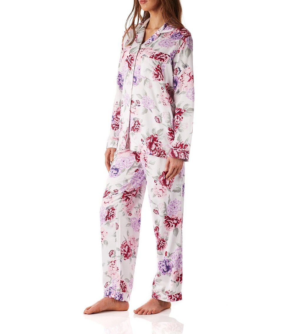 Ladies Magnolia Lounge Emilia Floral Long Pyjamas PJS Set