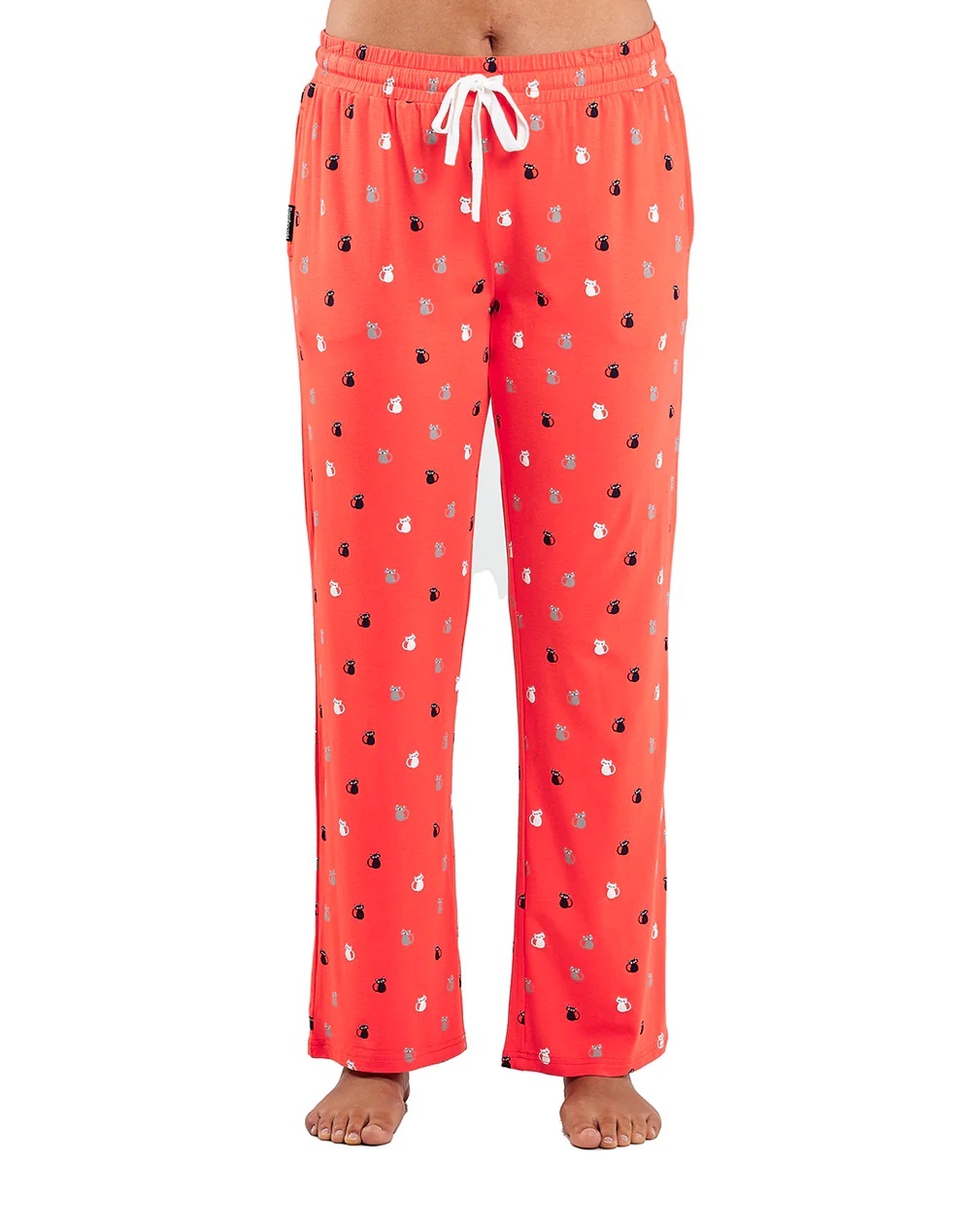 Ladies Bamboozld Red Kitty Cat Sleep Pants PJS Pyjamas Bottoms