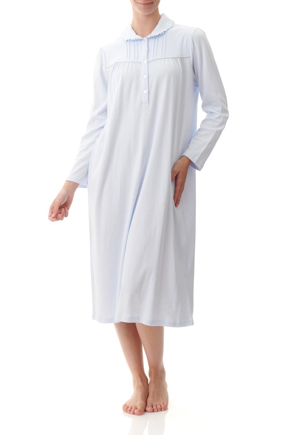 Ladies Givoni Cotton Mid Length Nightie PJS (Pale Blue 28)