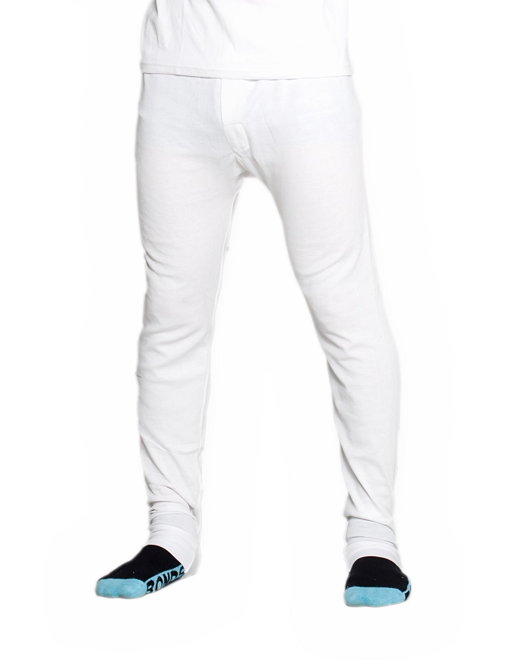 Mens White 2 Pack Cotton Blend Thermal Underwear Long Johns Pants