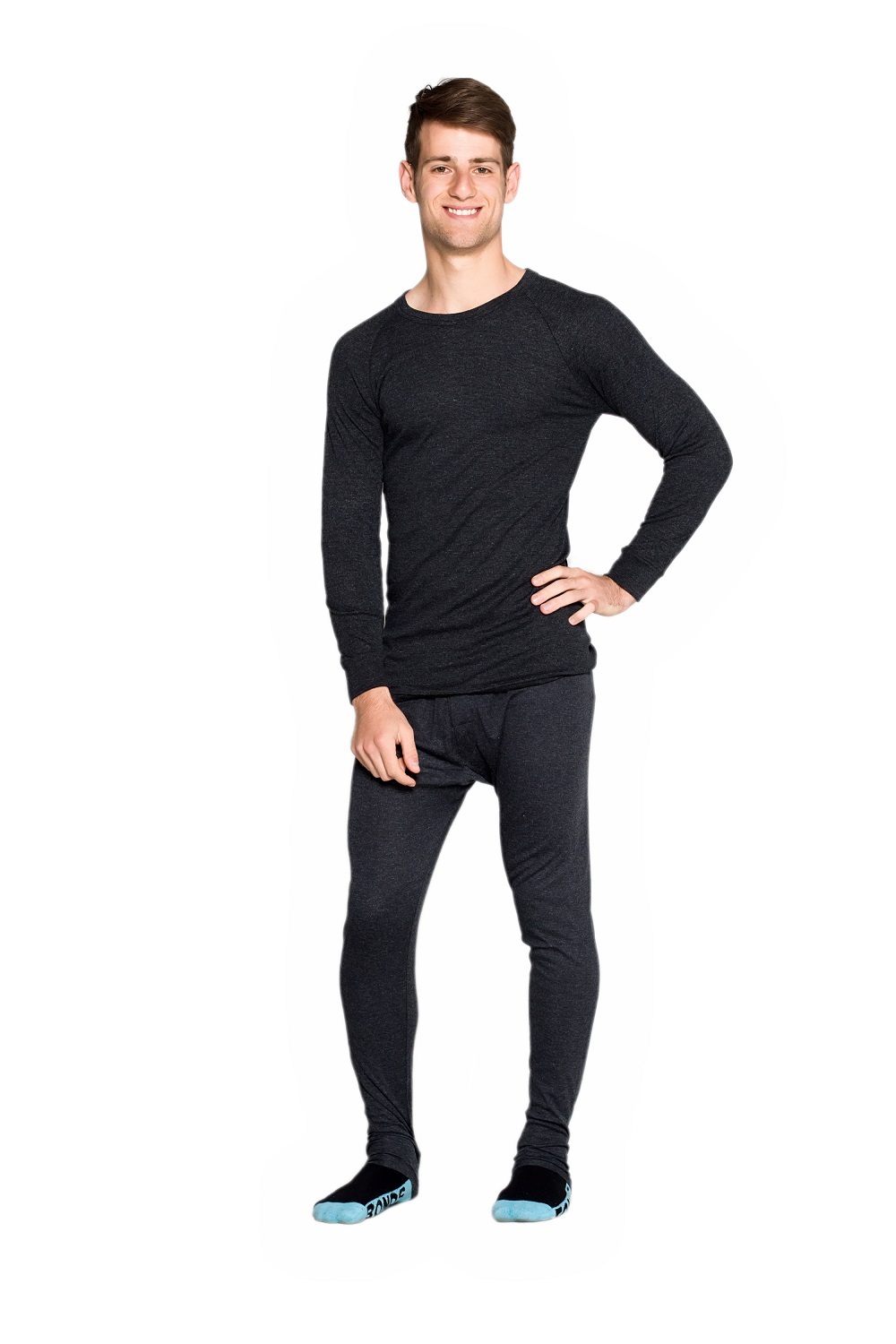 Mens 2 Piece Long Set Merino Wool Blend Thermal Underwear Black OR Beige