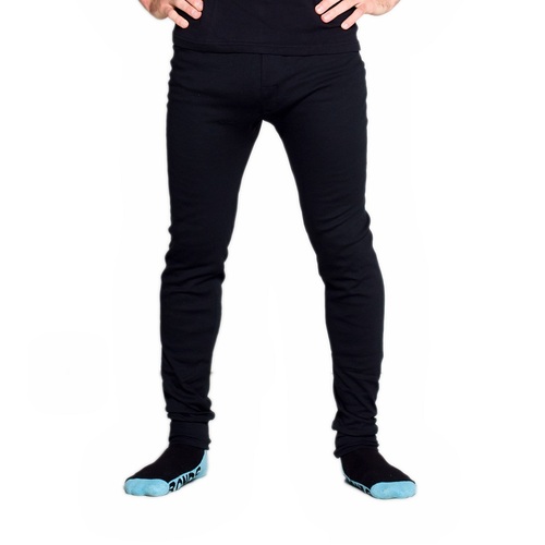 2 Pack Mens Black Cotton Blend Thermal Underwear Long Johns Pants