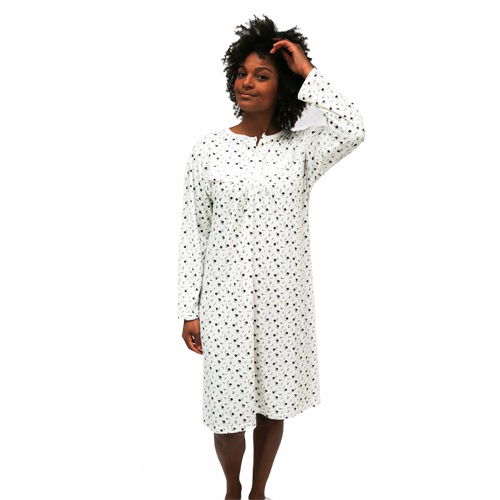 Ladies Sz 12-22 Small Floral Print Poly Cotton Winter Long Sleeve Nightie (020)
