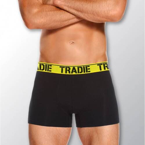 Mens 6 Pack Tradie S-2XL Cotton Boxer Shorts Fitted Trunk Black Brights (4WK3)