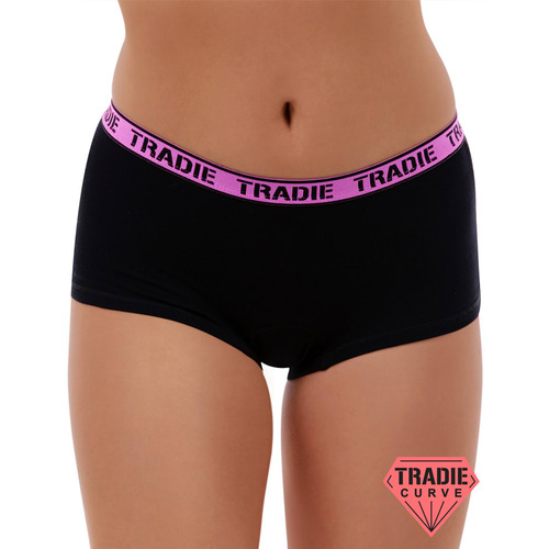 Ladies 8-16 Tradie 4 Pack Cotton Underwear Boyleg Shortie Briefs Focus (SL2)