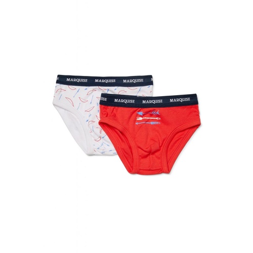 Boys Briefs Size 2-8 Marquise 2 Pack Cotton Underwear Red & White Arrows (160)