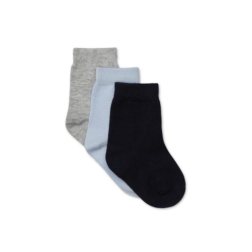 Boys Socks Size 1-8 Marquise 3 Pack Cotton Plain Navy, Blue, Grey (036)