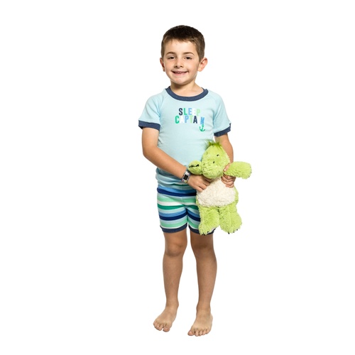 Boys Sizes 5-8 Blue Sleep Cotton Short Sleeve PJS Pyjamas SB