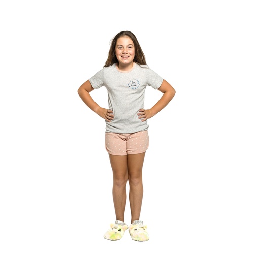 Girls Sizes 10-16 Grey Apricot Cotton Short Sleeve PJS Pyjamas SB