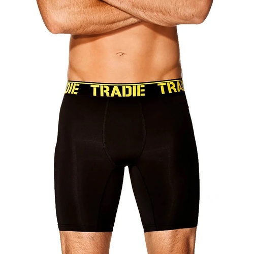 Mens 2 Pack 3-6XL Tradie Boxer Shorts Long Leg Trunk Black (5SK)