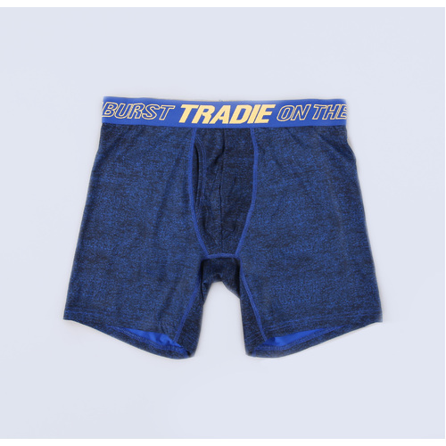 Mens 2 Pack Tradie S-2XL Sports Boxer Shorts Mid Length Trunk Navy Blue (2SK)