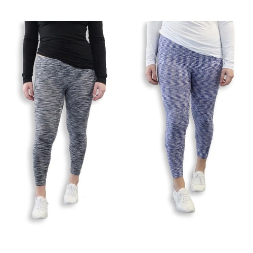 Ladies Leggings Yoga Activewear Abstract Lines Black or Blue Marle (76052)