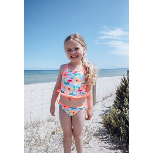 Girls Size 3-7 Bathers Tankini Set Flamingo Floral Print