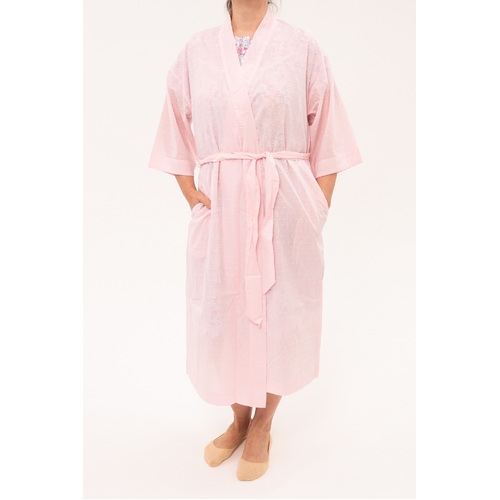 Ladies Givoni Cotton Dressing Gown Robe Mid Length Pink (55)