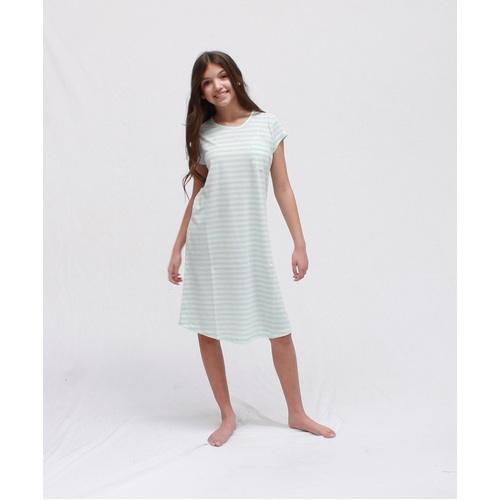 Girls Sizes 10-16 Mint Stripe Short Sleeve Nightie PJS Pyjamas HL